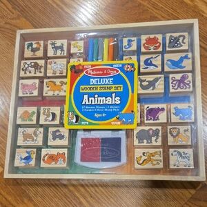 Melissa & Doug Animal Wooden Stamp Set with Markers